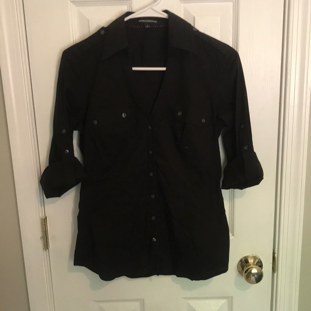 Express Button Up Black Top Small - image 1